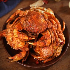 闲嚼秘制香辣蟹即食麻辣小海鲜零食鲜活梭子蟹现做熟食花蟹切蟹